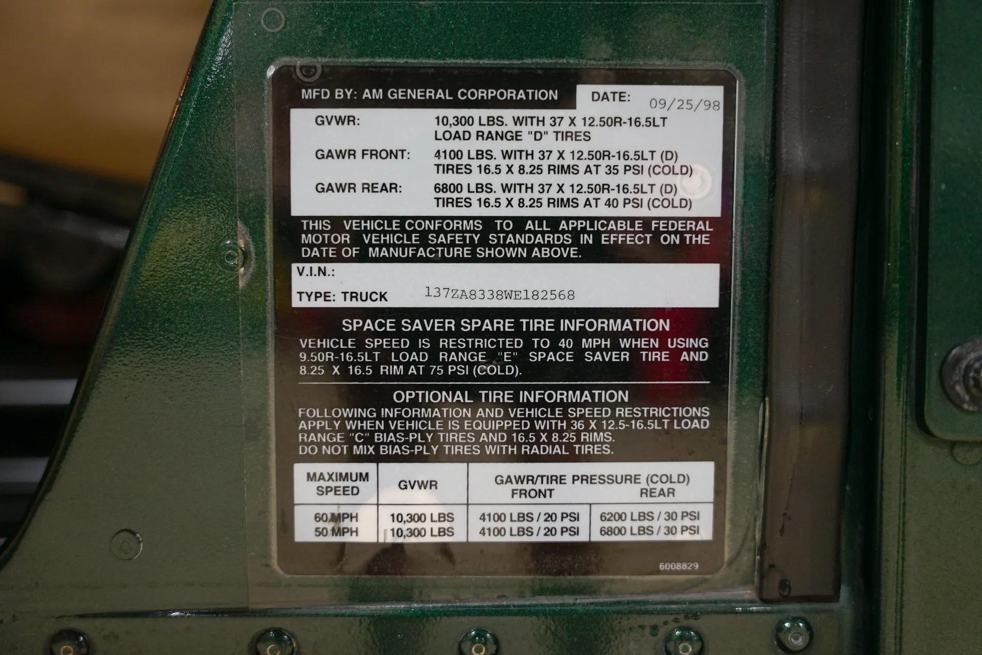 1998 AM General Hummer H1