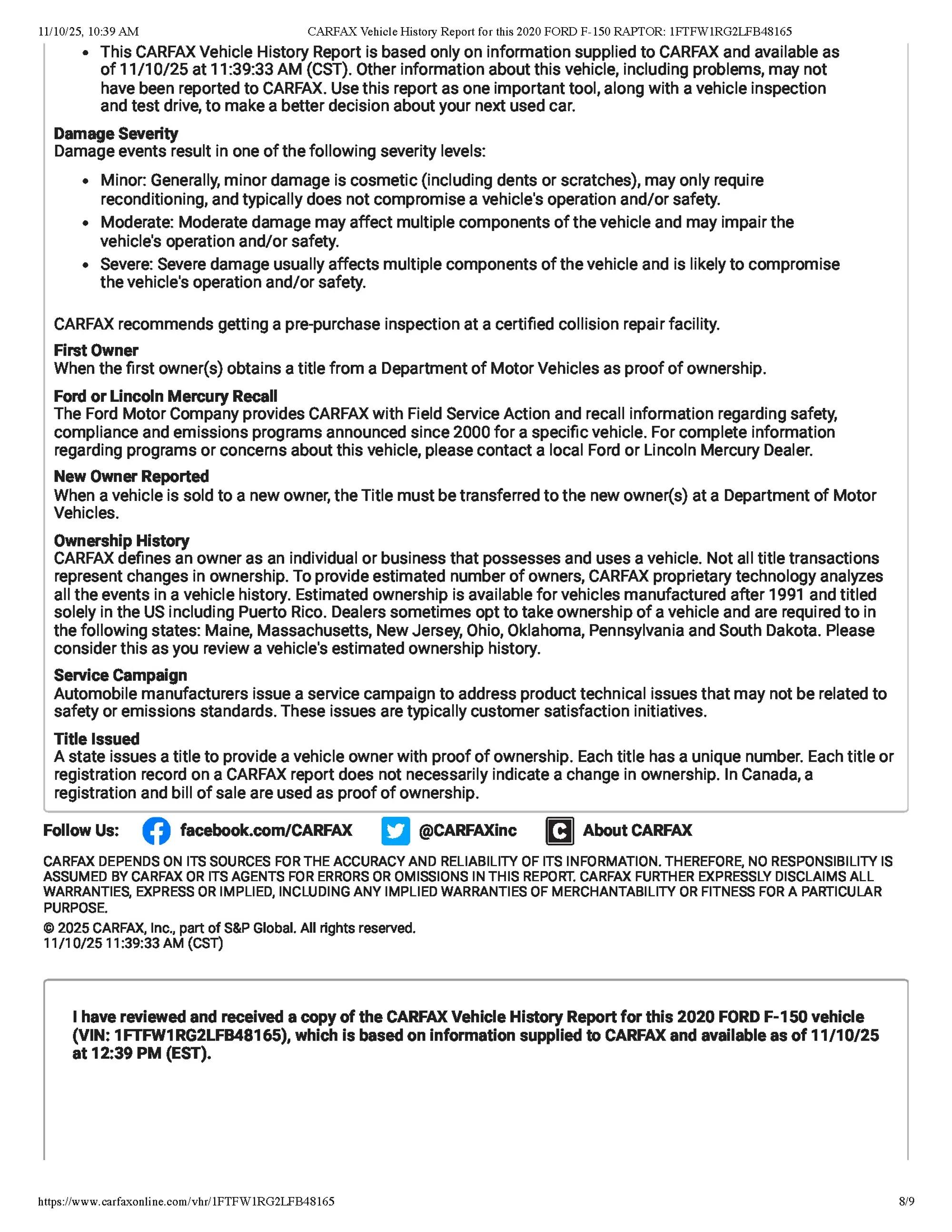 2020 Ford F-150 Raptor