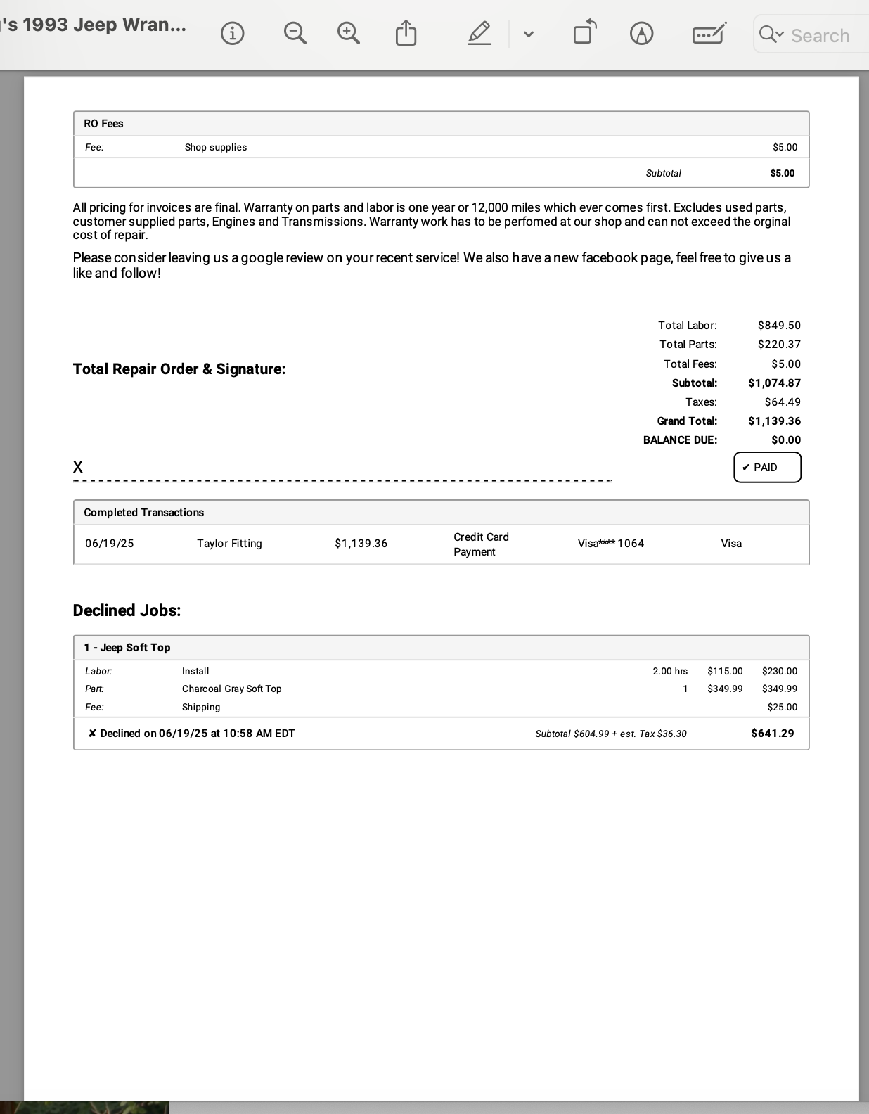 53k-Mile 1993 Jeep Wrangler YJ Splash Edition