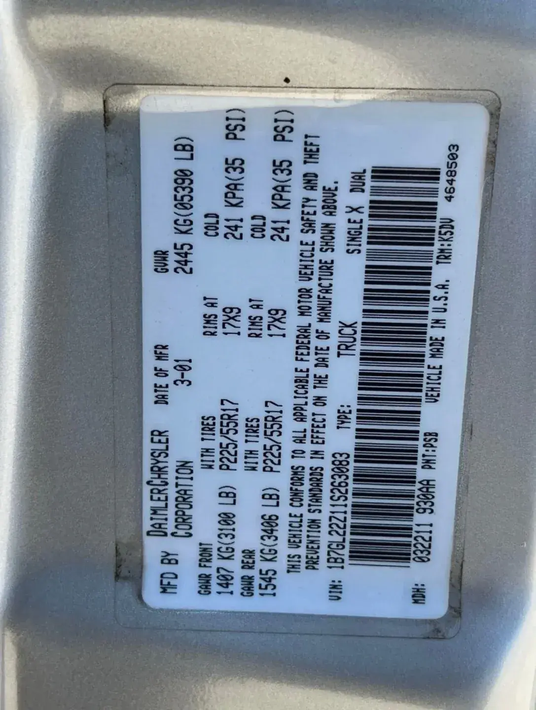 2001 Dodge Dakota Sport