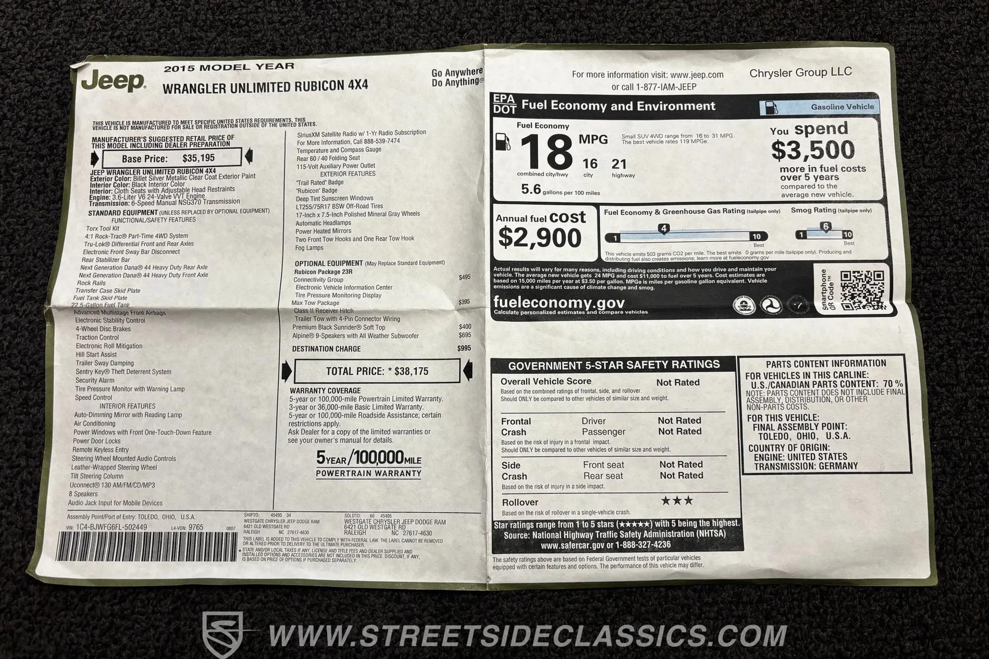 2015 Jeep Wrangler Unlimited Rubicon