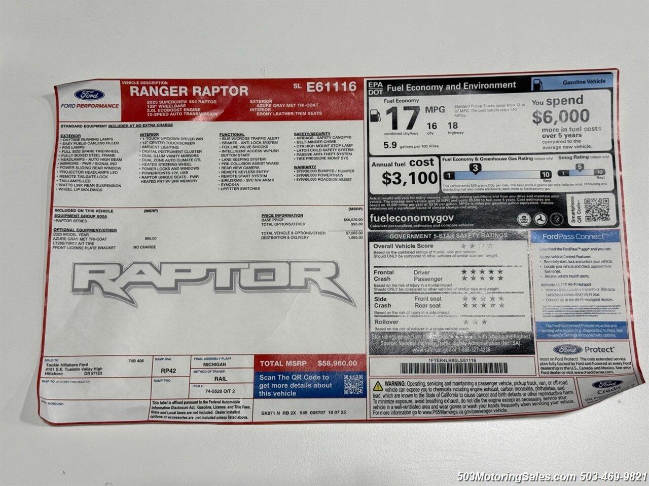 2025 Ford Ranger Raptor