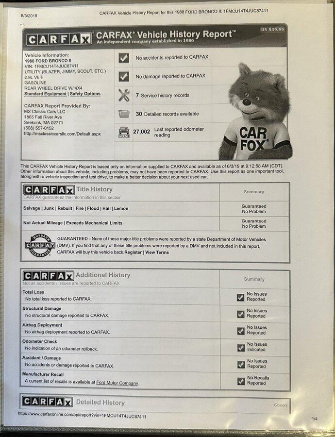 29k-Mile 1988 Ford Bronco II XLT 4×4