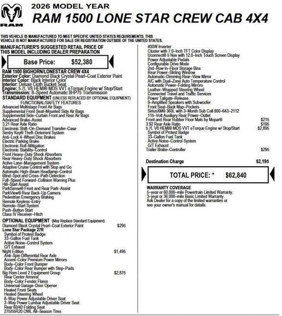 Modified 2026 Ram 1500 Lonestar