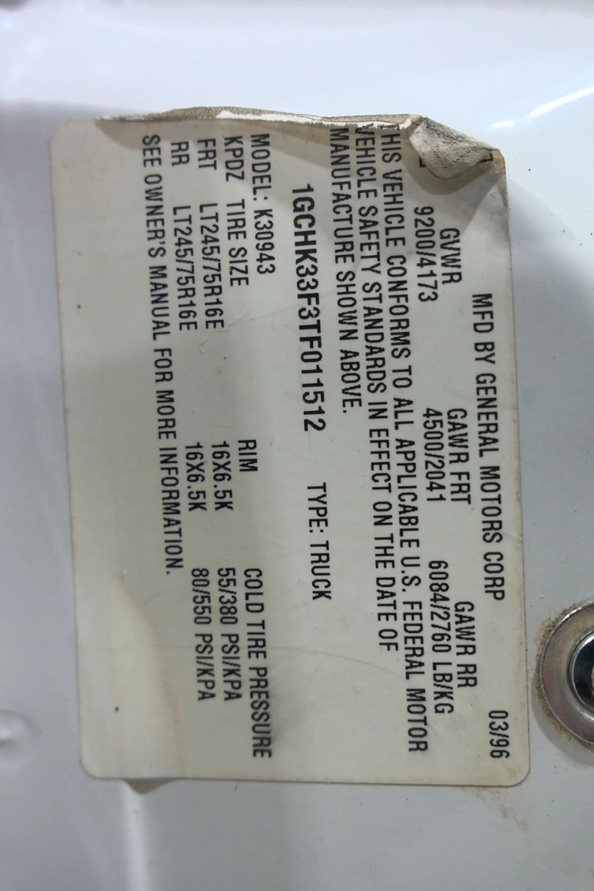 1996 Chevrolet K3500 Silverado