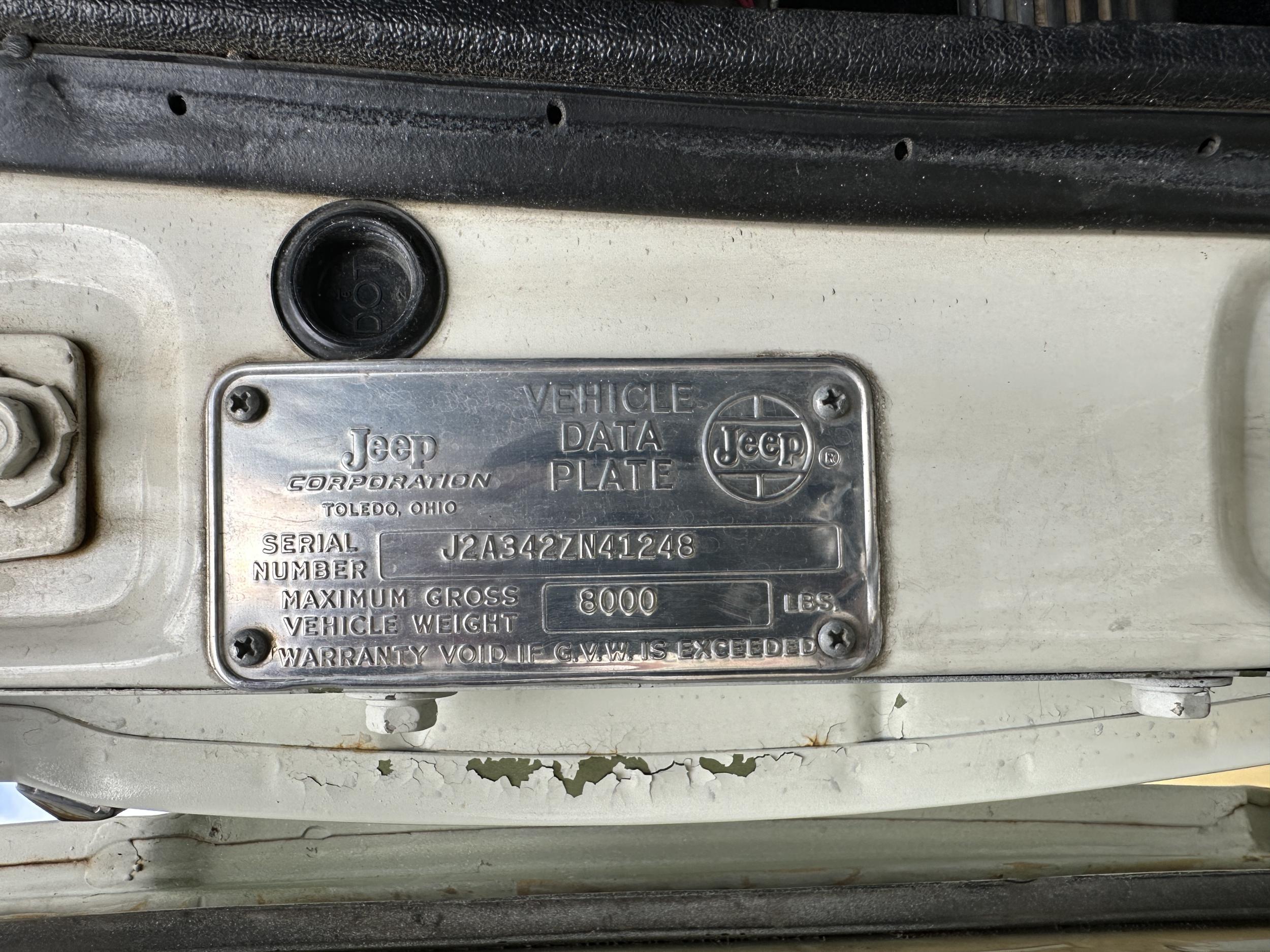 1972 Jeep J-4800 Camper Special