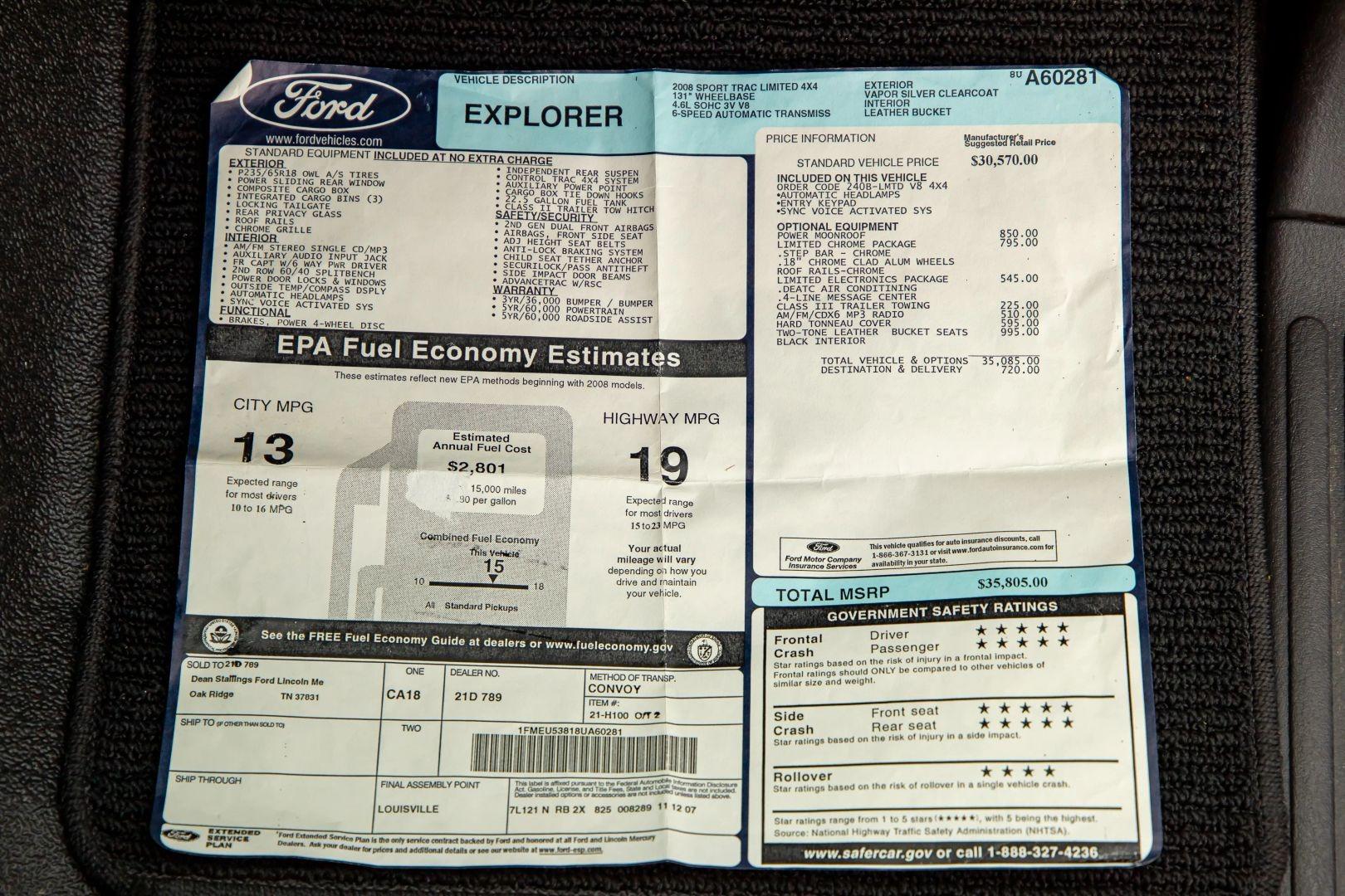 51k-Mile 2008 Ford Explorer Sport Trac