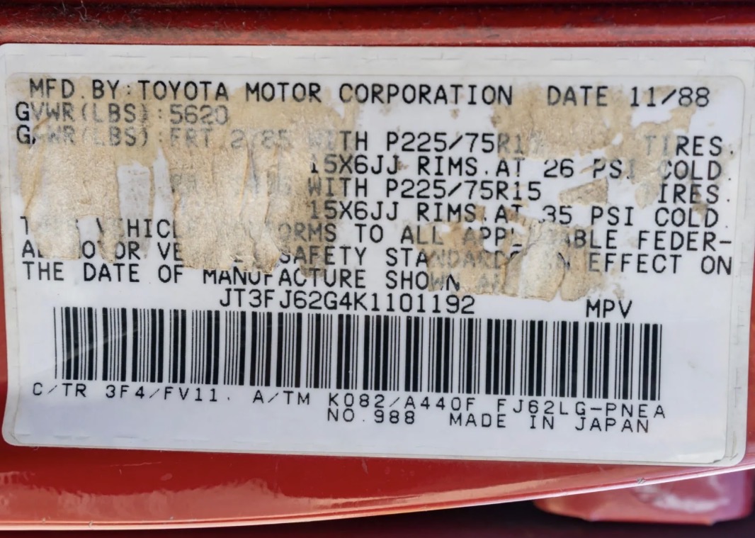 1989 Toyota Land Cruiser FJ62