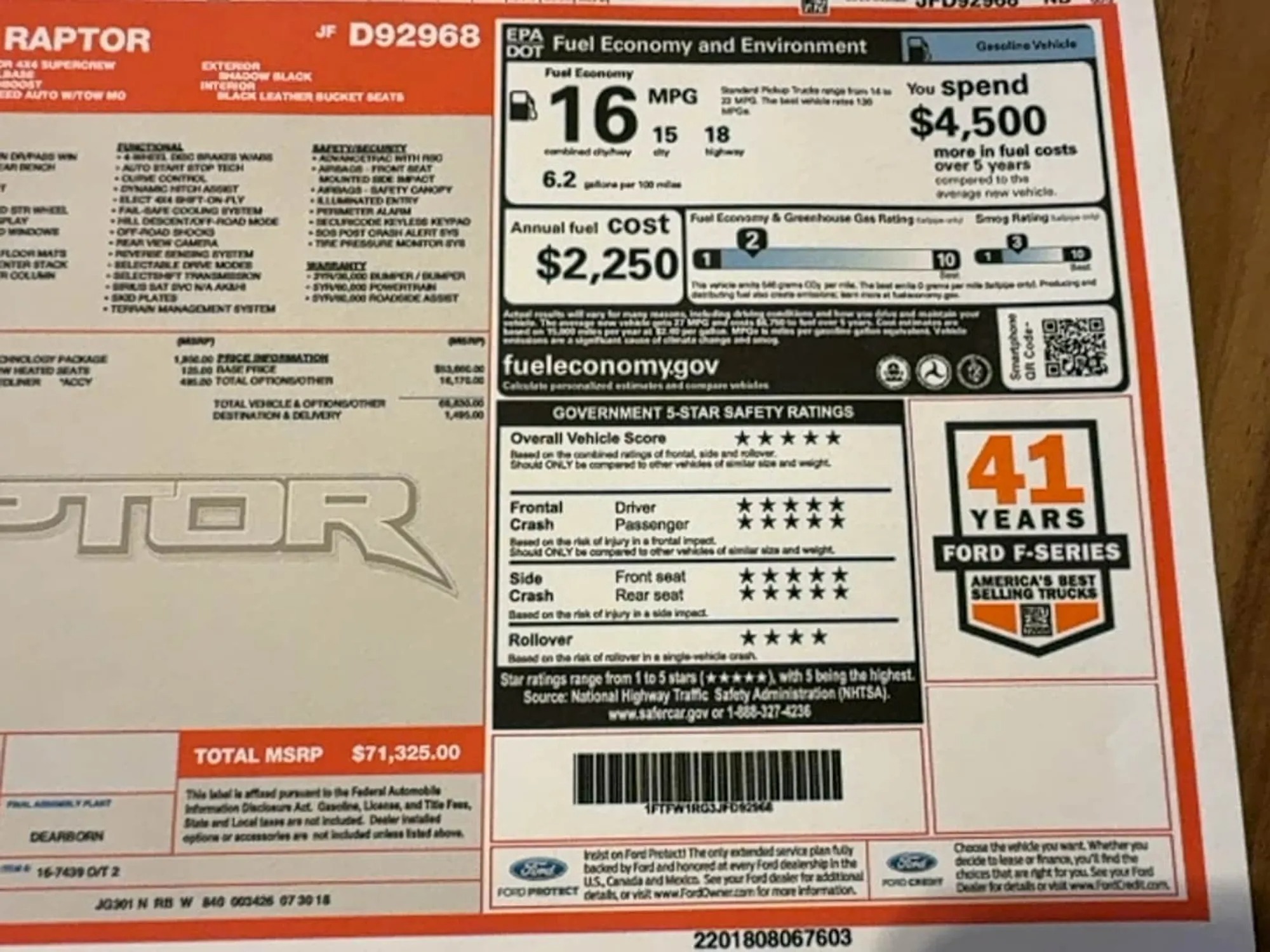 2018 Ford F-150 Raptor