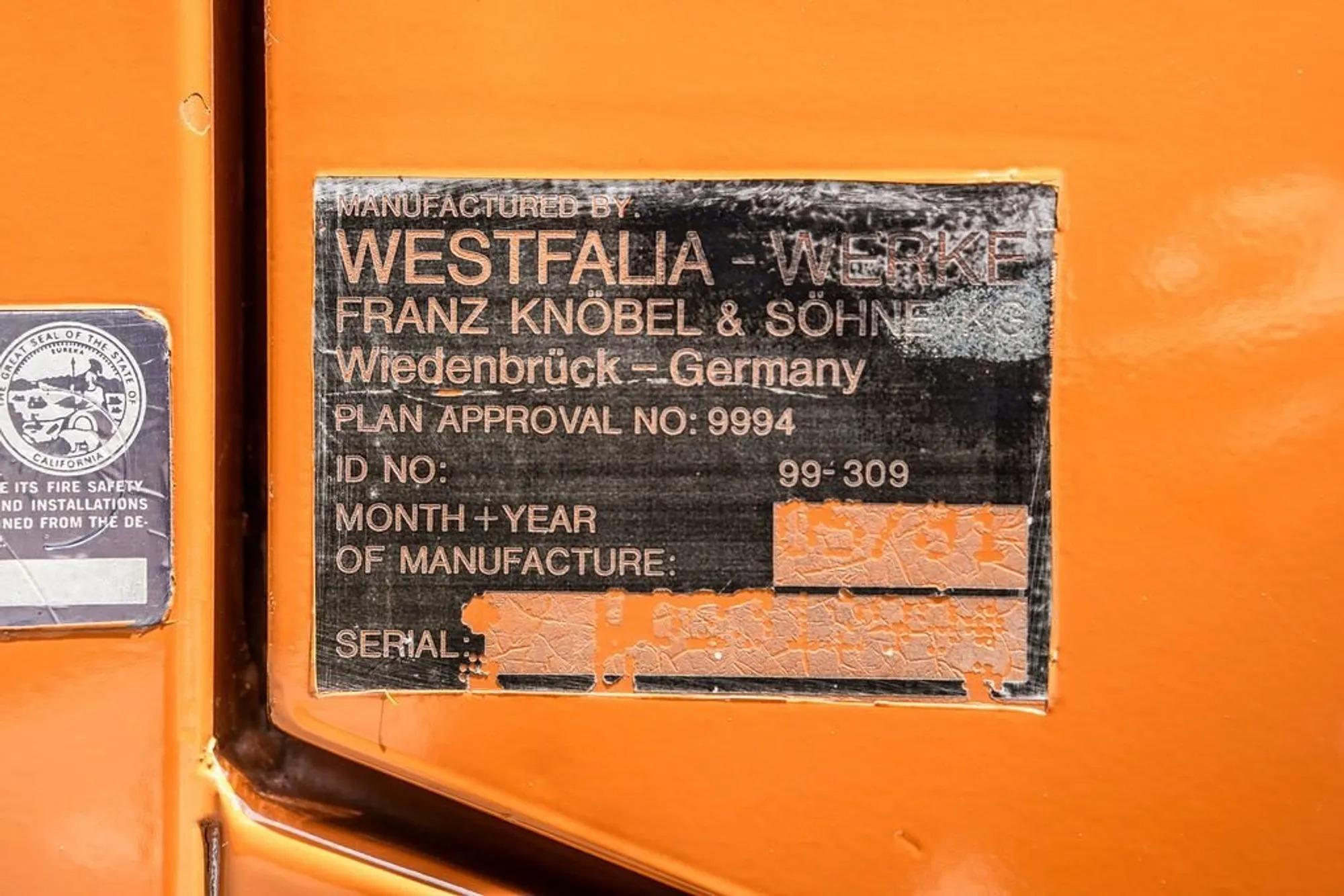 1981 Volkswagen Vanagon Westfalia Camper