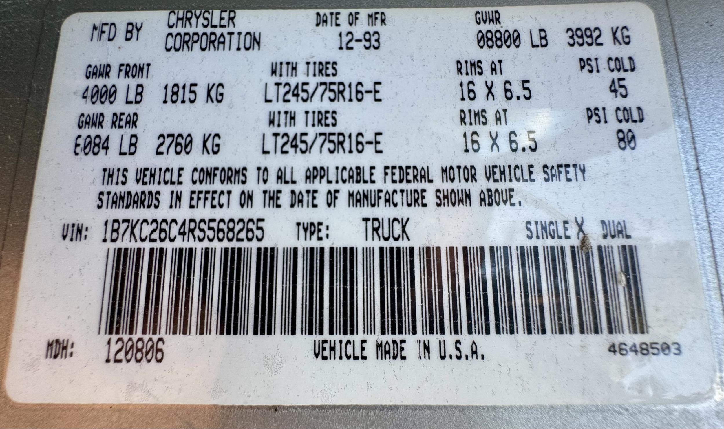 1994 Dodge Ram 2500 Laramie SLT