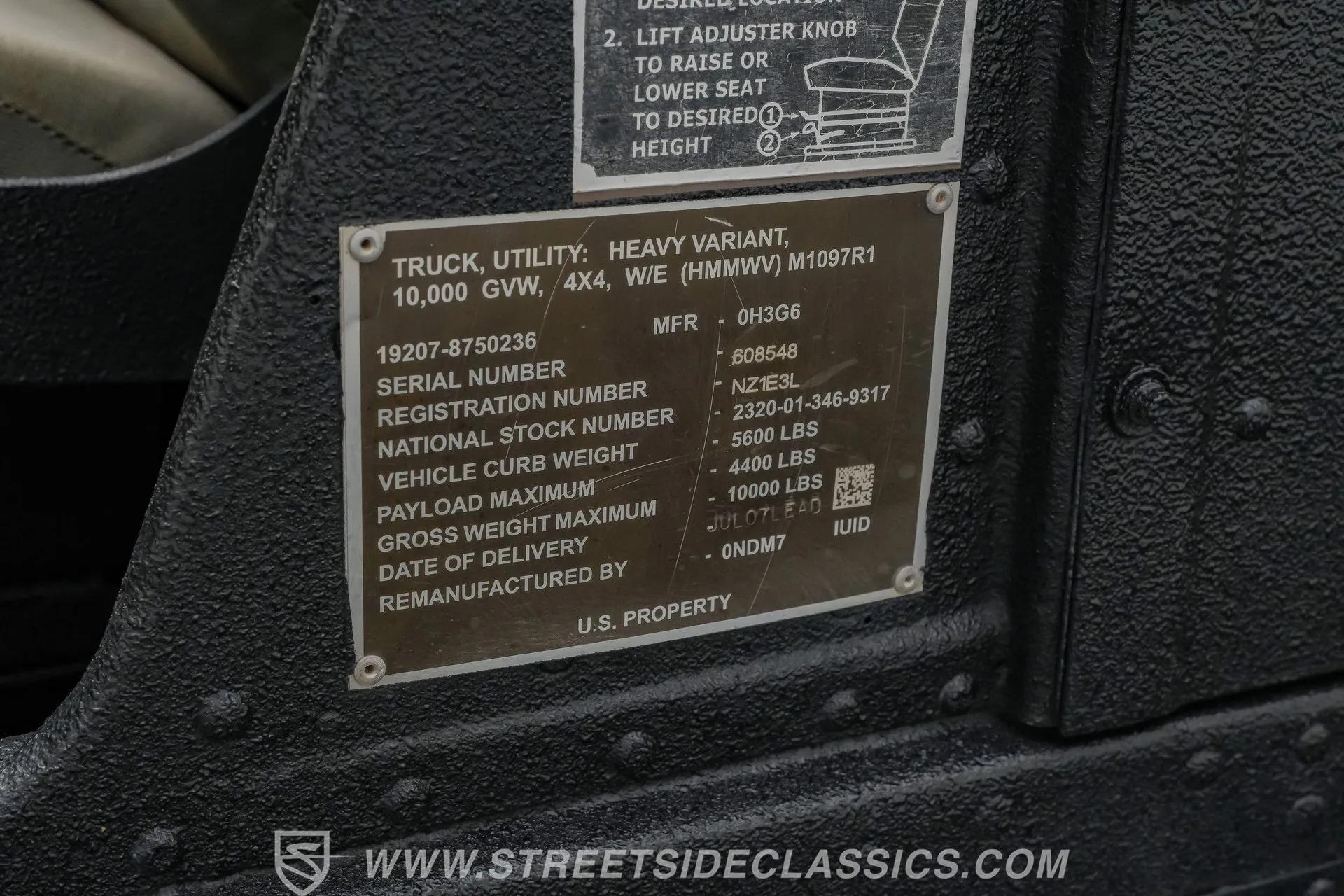 2007 AM General M1097R1 Humvee Pickup