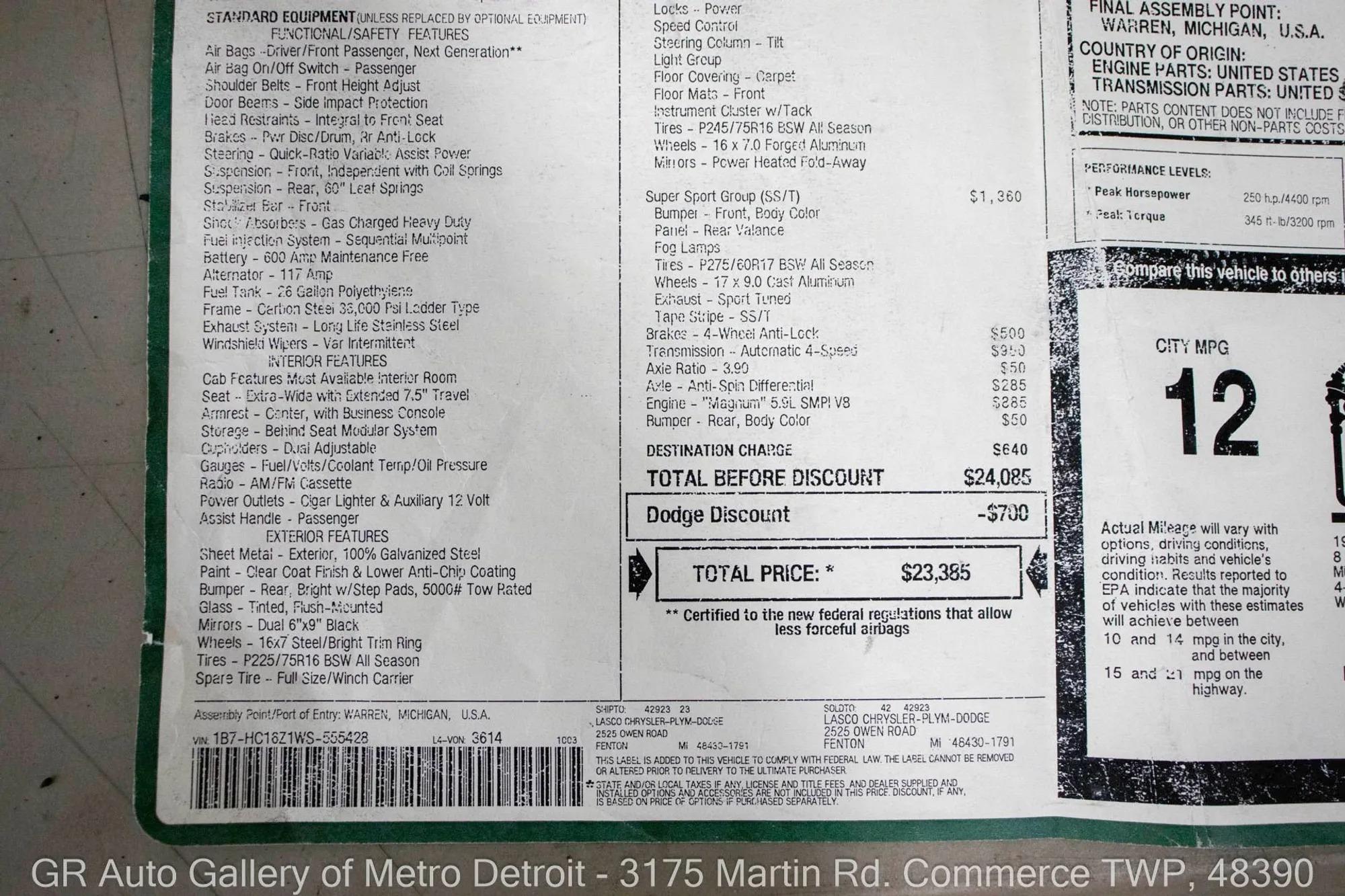 1998 Dodge Ram 1500 SS/T