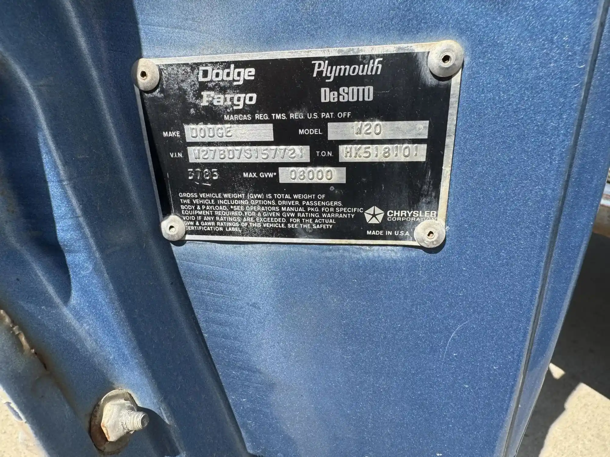 1977 Dodge W200 Adventurer