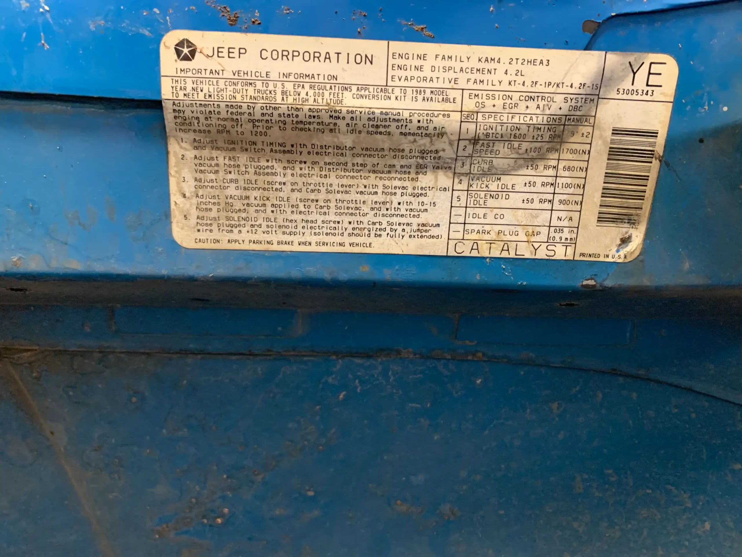 4.2L I6-Powered 1989 Jeep Wrangler Islander