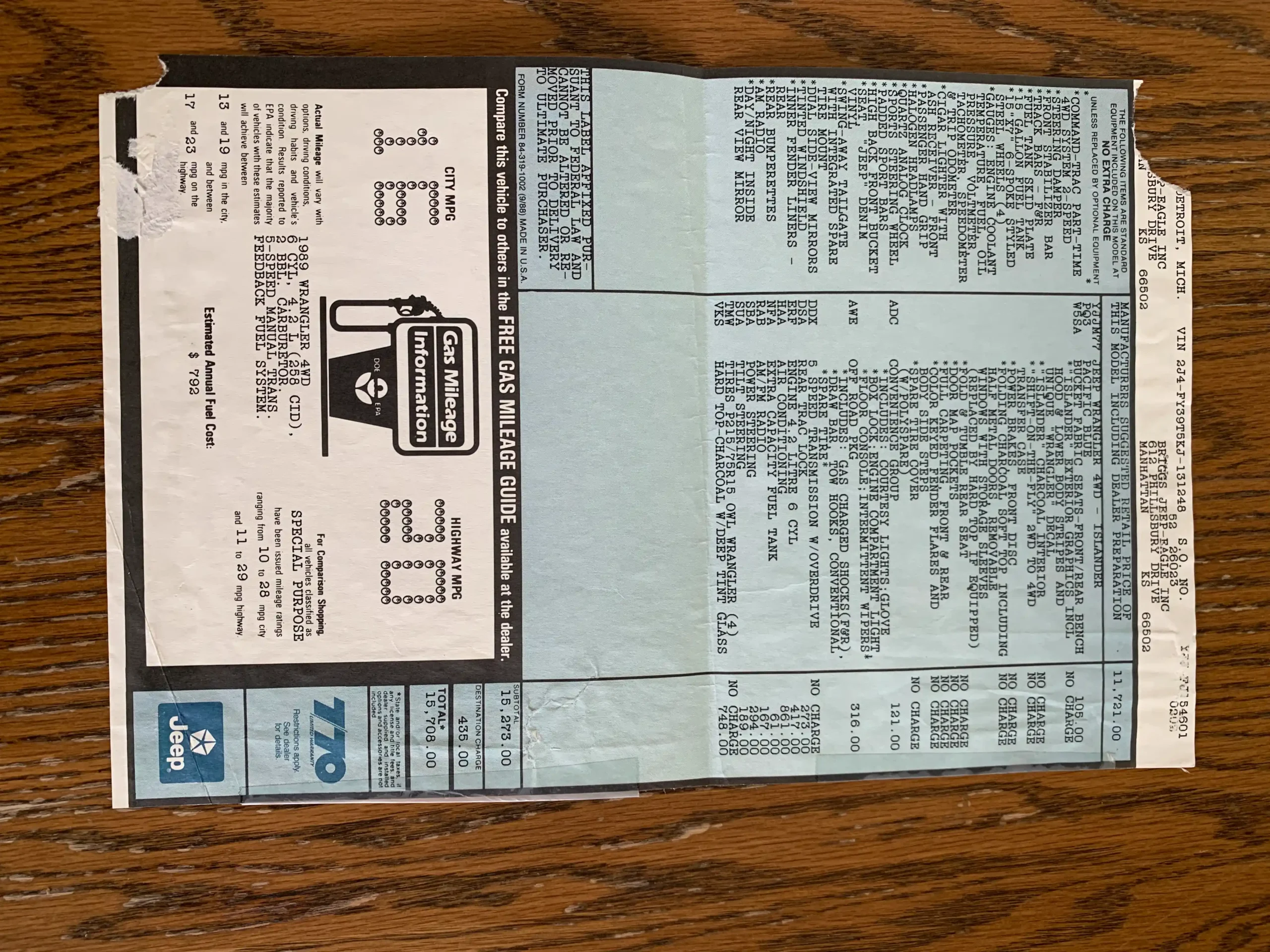 4.2L I6-Powered 1989 Jeep Wrangler Islander